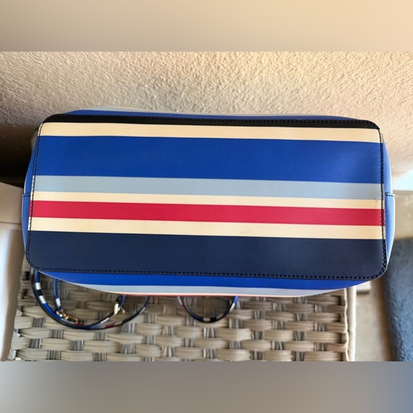 Kate Spade New York Striped Crossbody Satchel Tote Bag - Red White & Blue - Picture 6 of 15